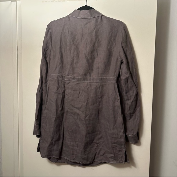 Boden Brown Linen Long Sleeve Floral Button Detail Lightweight Dress/Tunic 10 - Picture 4 of 14